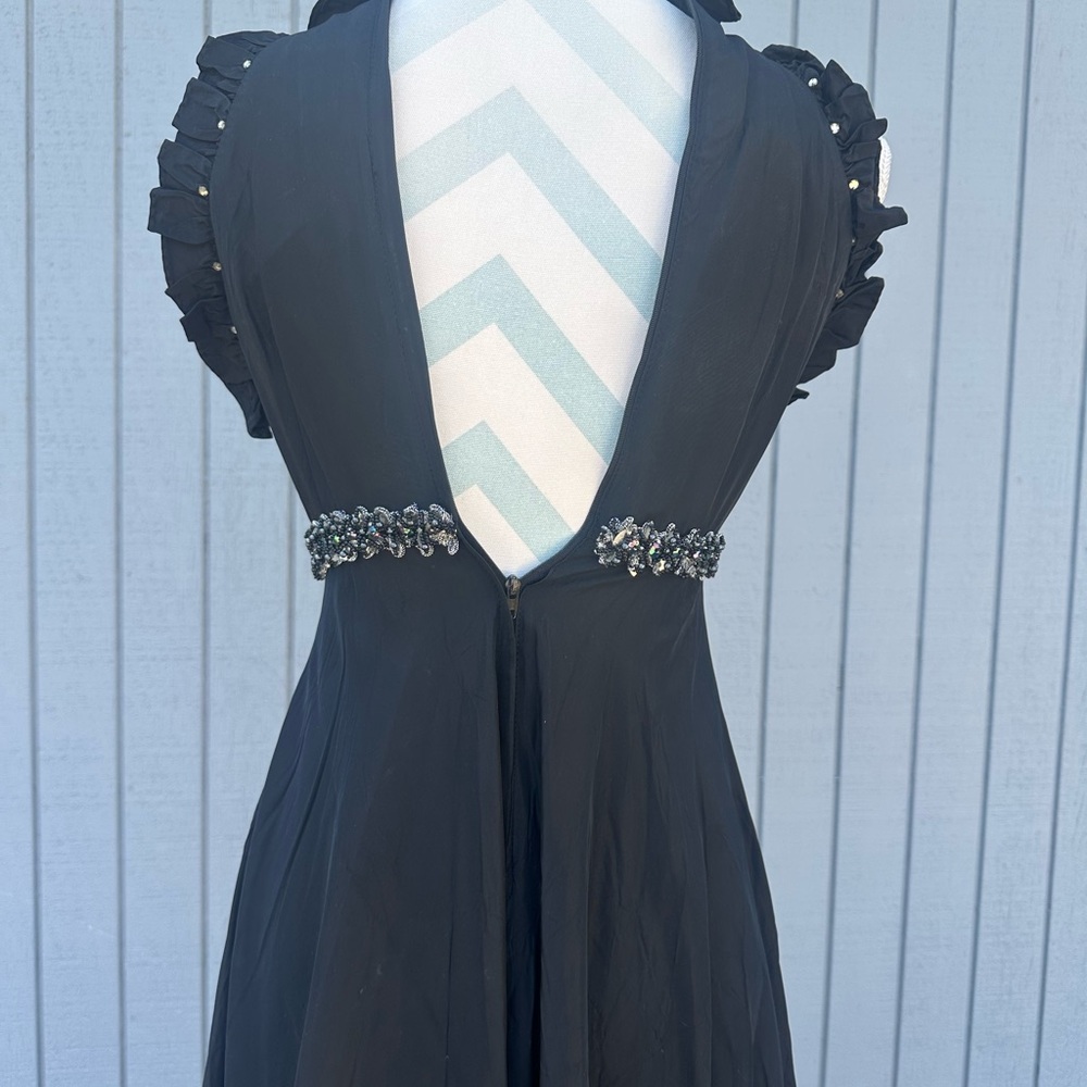 Vintage 70’s Denise L Black Taffeta Formal Gown - Picture 11 of 16